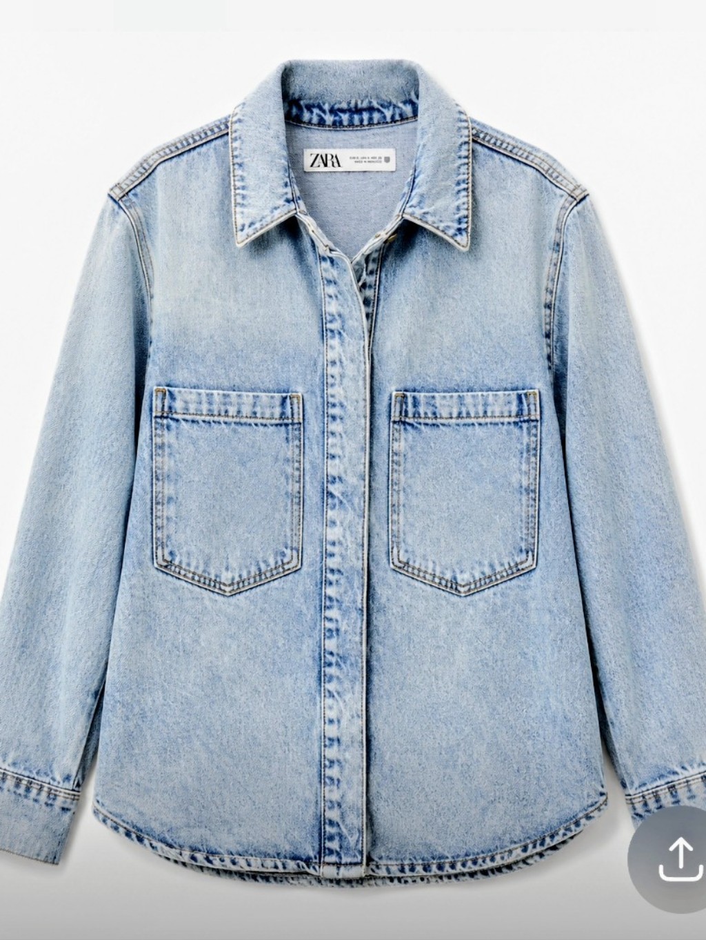 Zara Light Wash Denim Shacket - Pale Blue..Never Goes Out Of Style